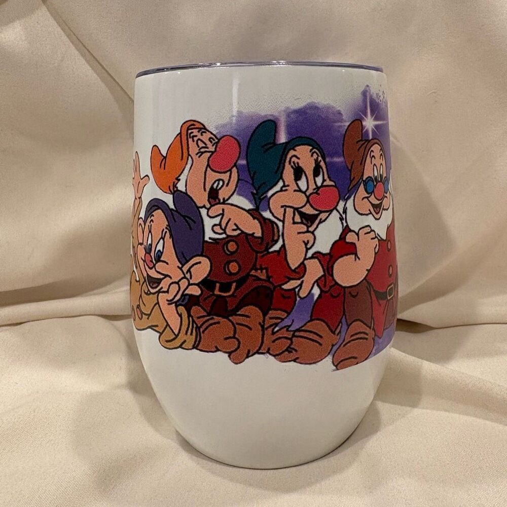 Snow White & the Seven Dwarfs Insulated Wine Tumbler Coffee Stainless 12oz NEW